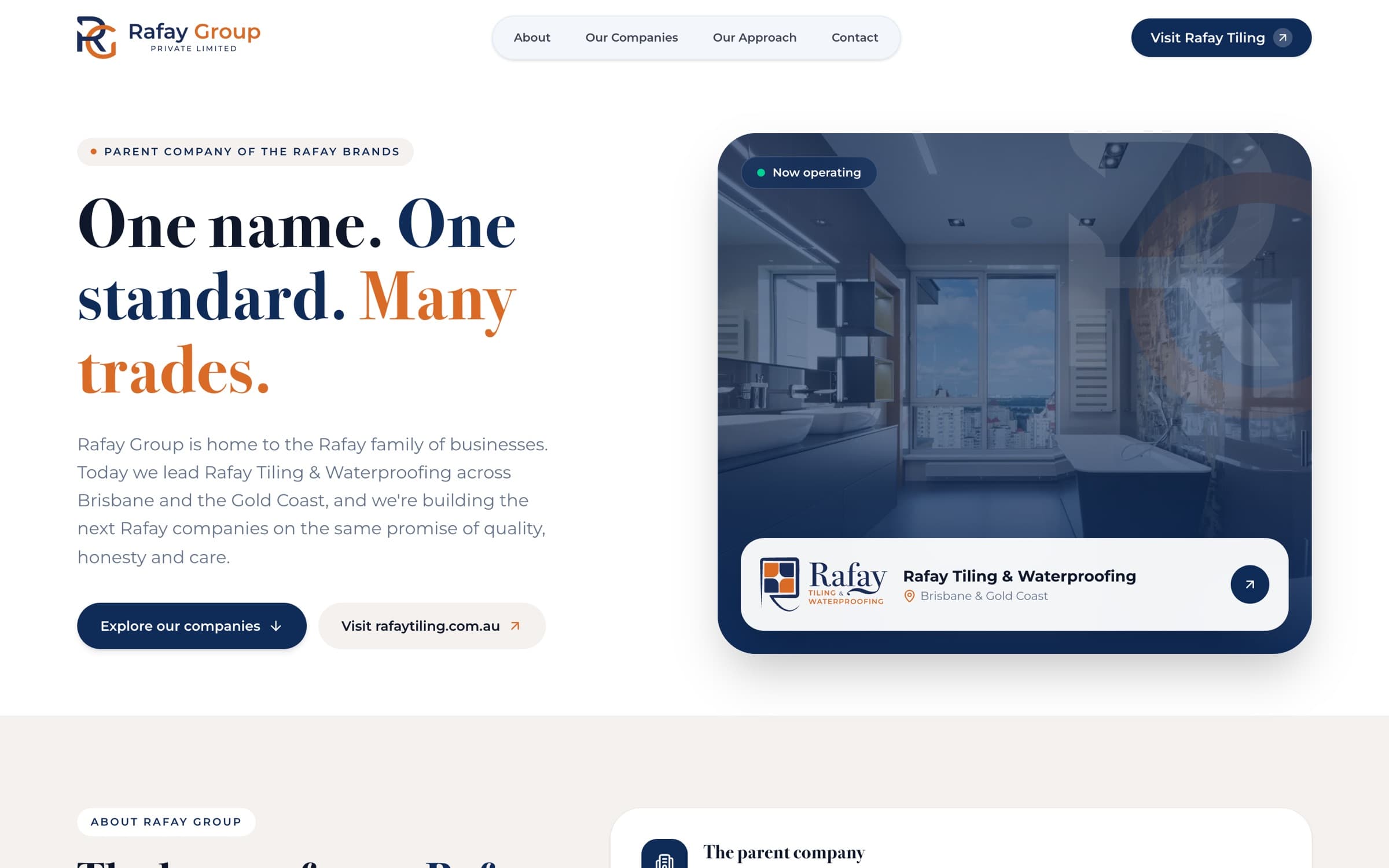 Rafay Group website on desktop