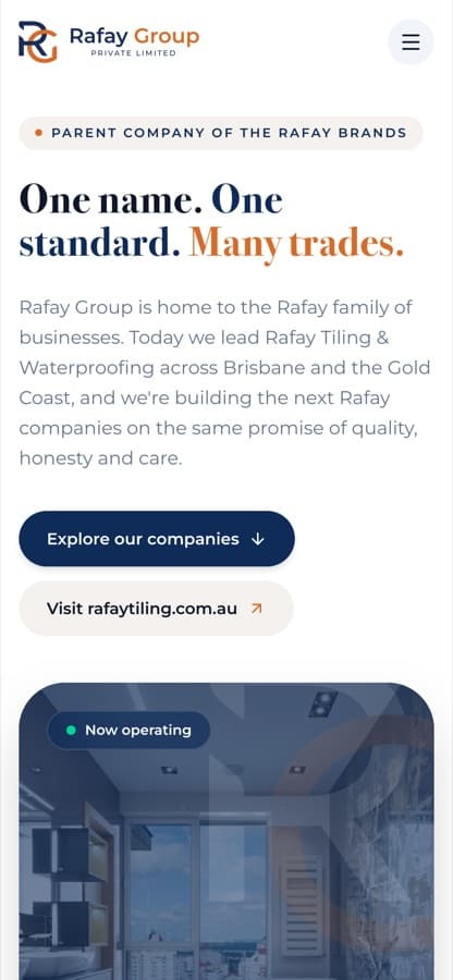 Rafay Group website on mobile