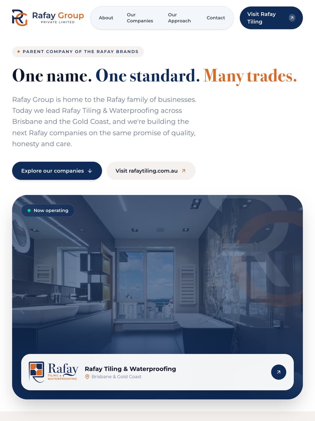 Rafay Group website on tablet